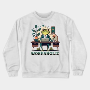 Workaholic cartoon frog Crewneck Sweatshirt